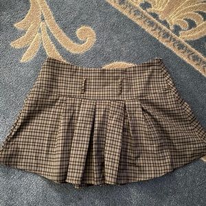 Brown plaid mini shirt